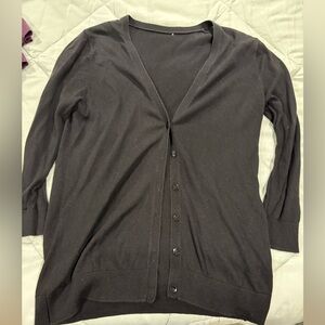 Classic Black Women's Button-Front Sweater Cardigan